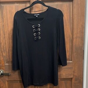 Cable & Gauge Black Knit Top
